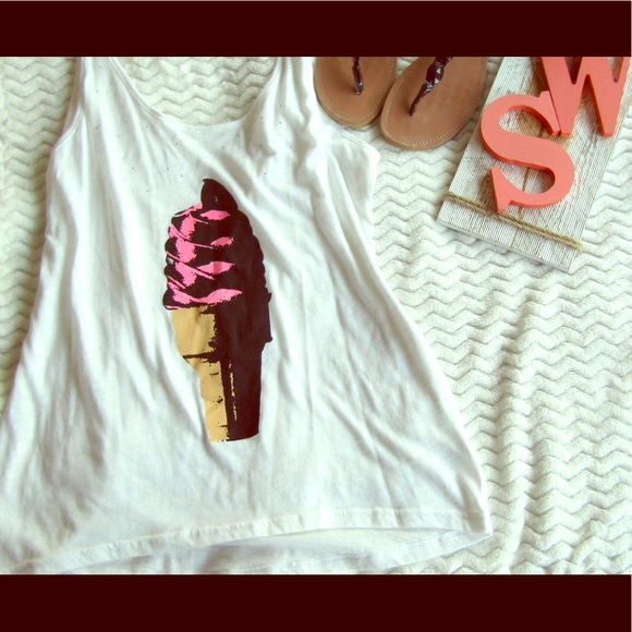 Tops - Ice Cream Cone Tank Top With Rhinestones